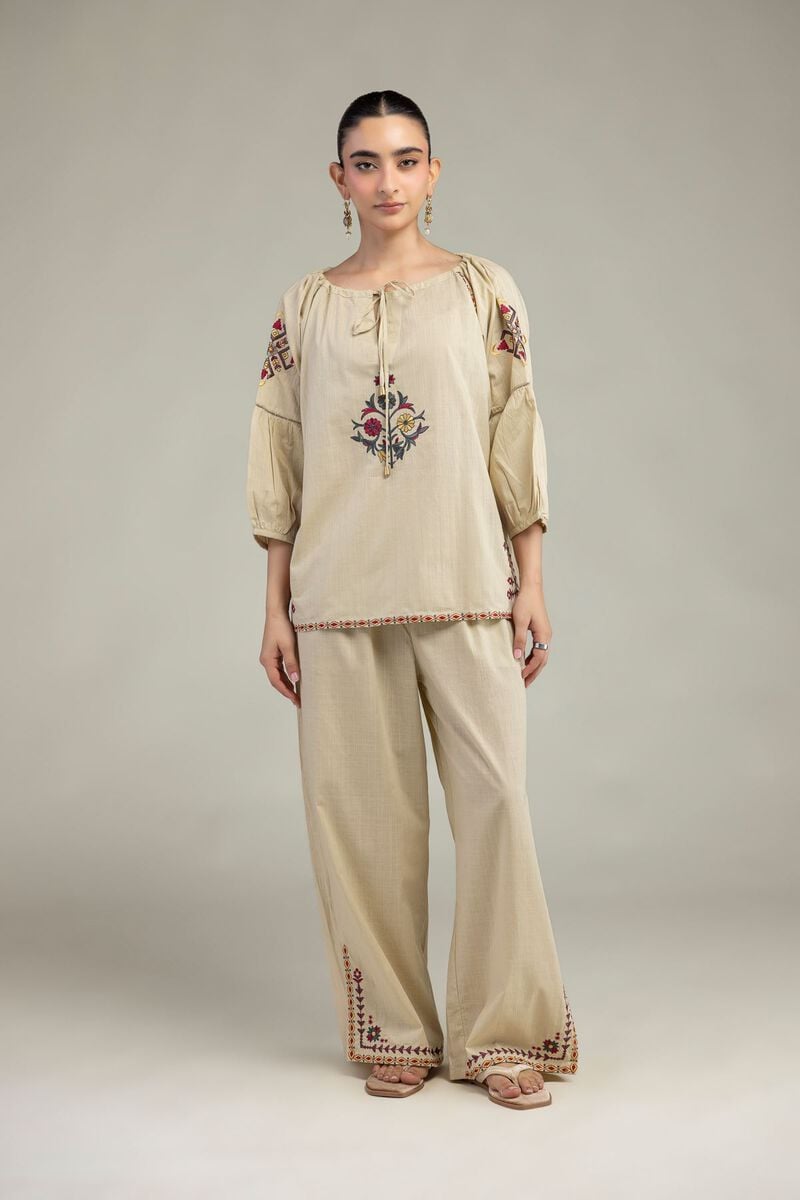 Floral Beige Trousers