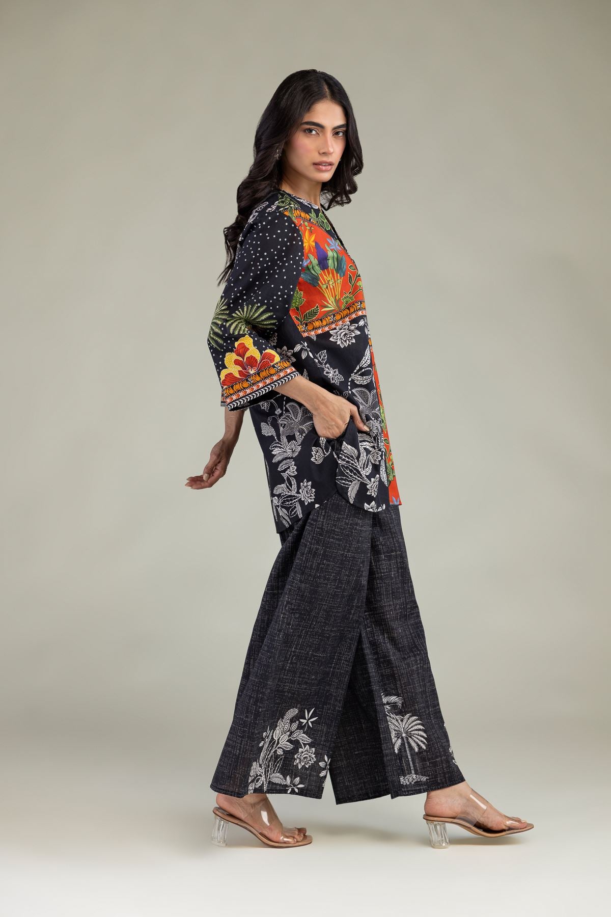 Floral Black Trousers
