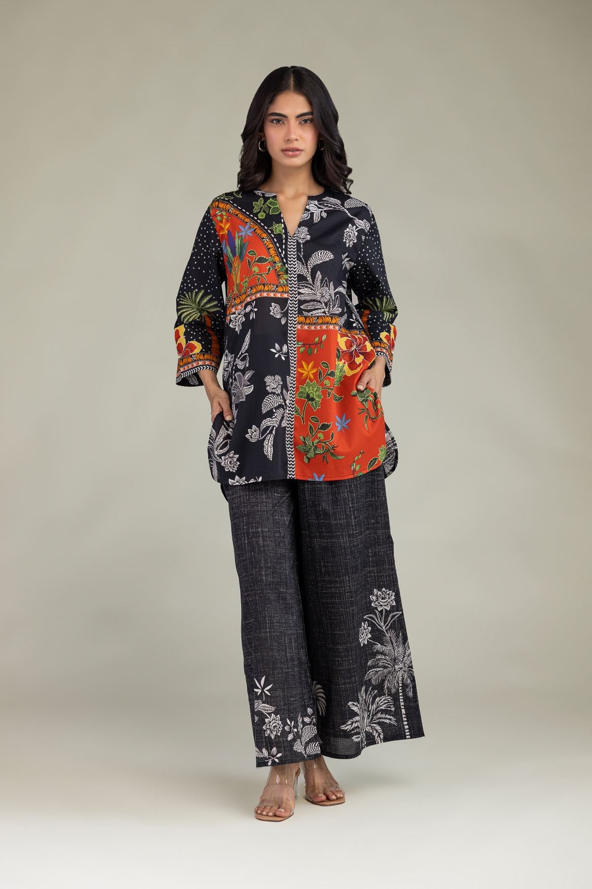 Floral Black Trousers