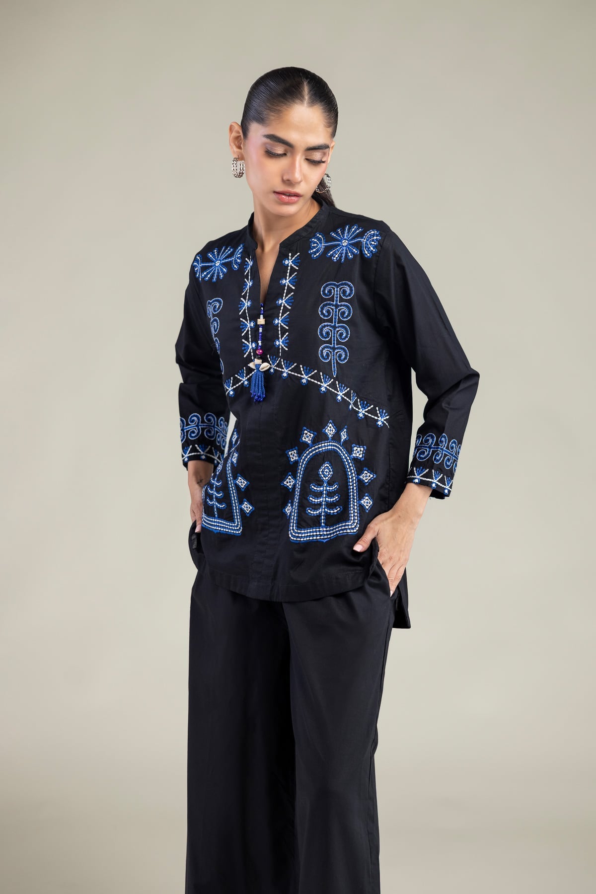 Black V-neck Tunic