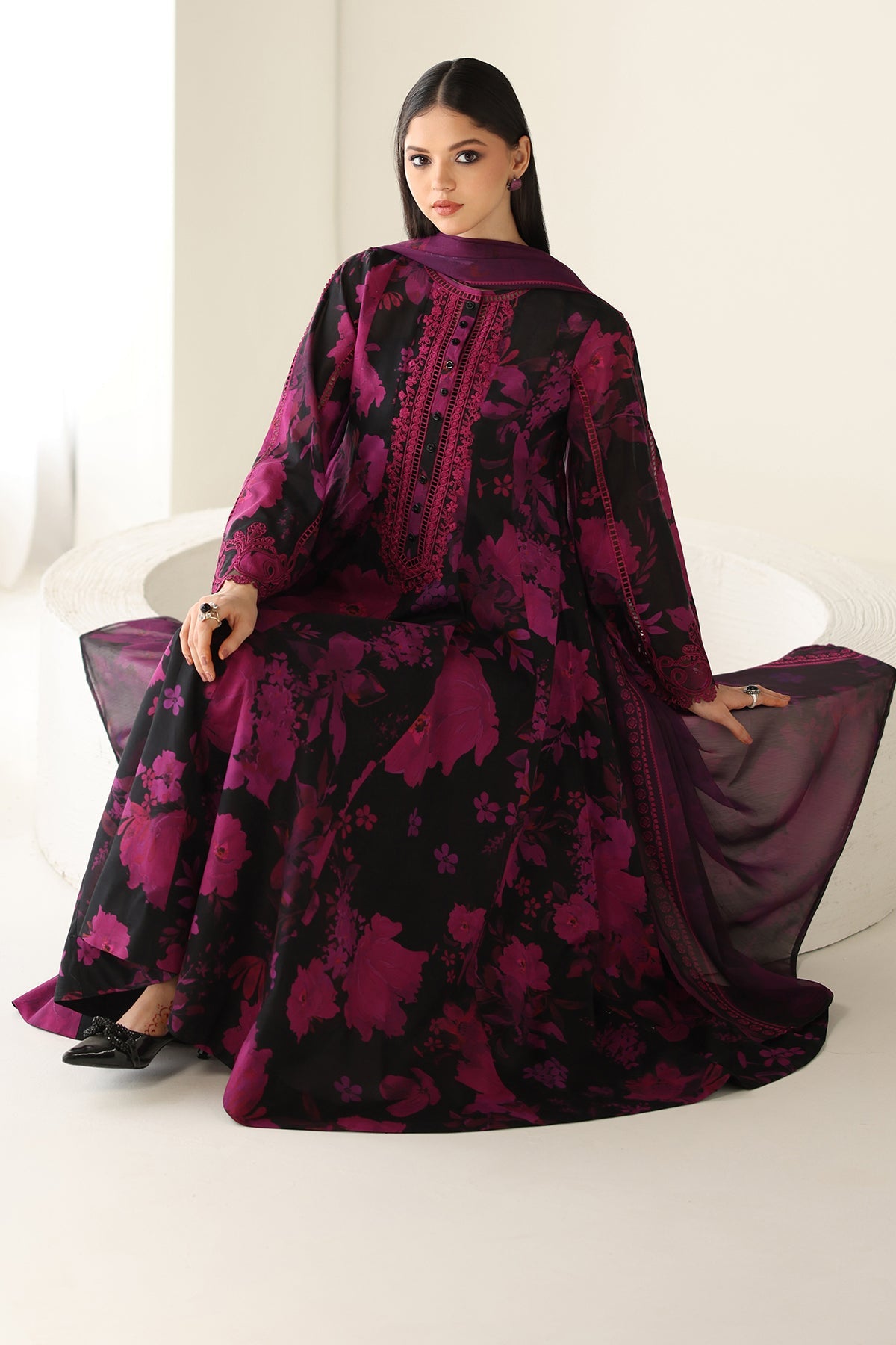 3 Piece Embroidered Dobby Lawn Suit