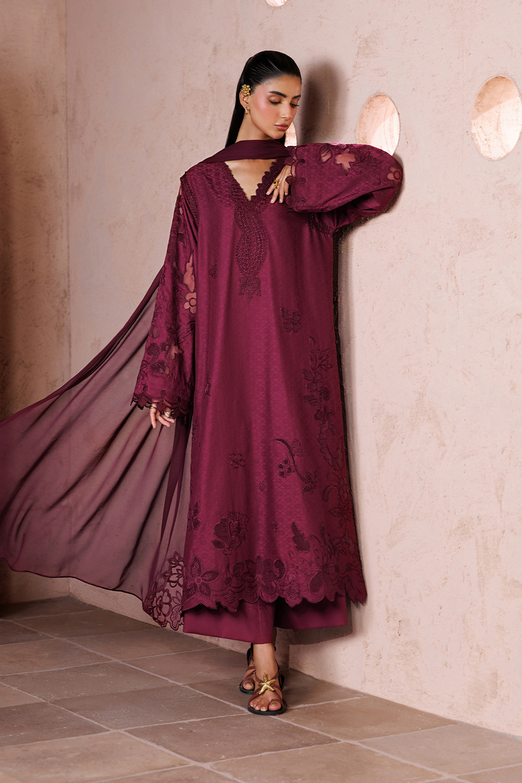 UE-702 Embroidered Lawn