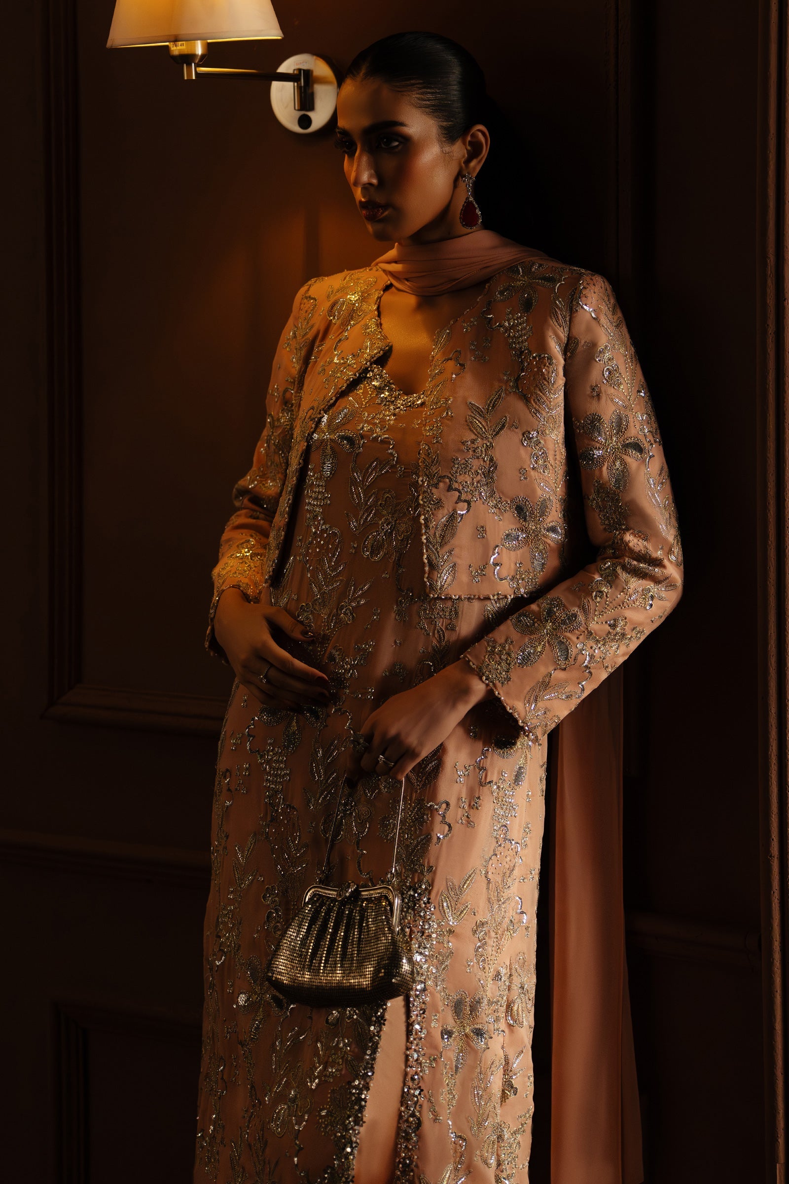 3 Piece - Embroidered Dobby Suit