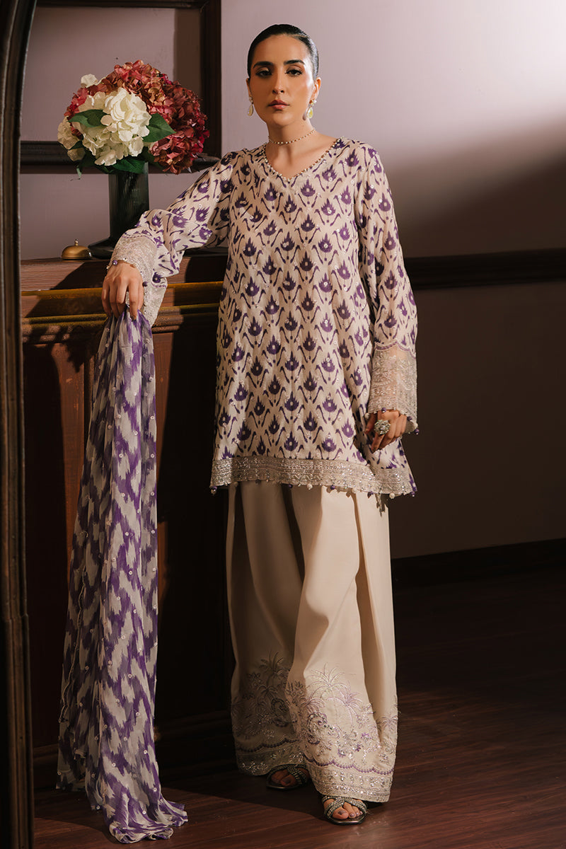 Levender Luxe-3Pc Silk Embroidered Suit