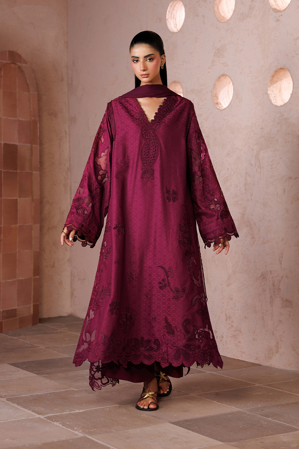 UE-702 Embroidered Lawn