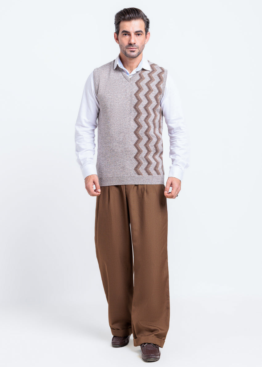 String-V-Neck Sando Sweater (663-14)