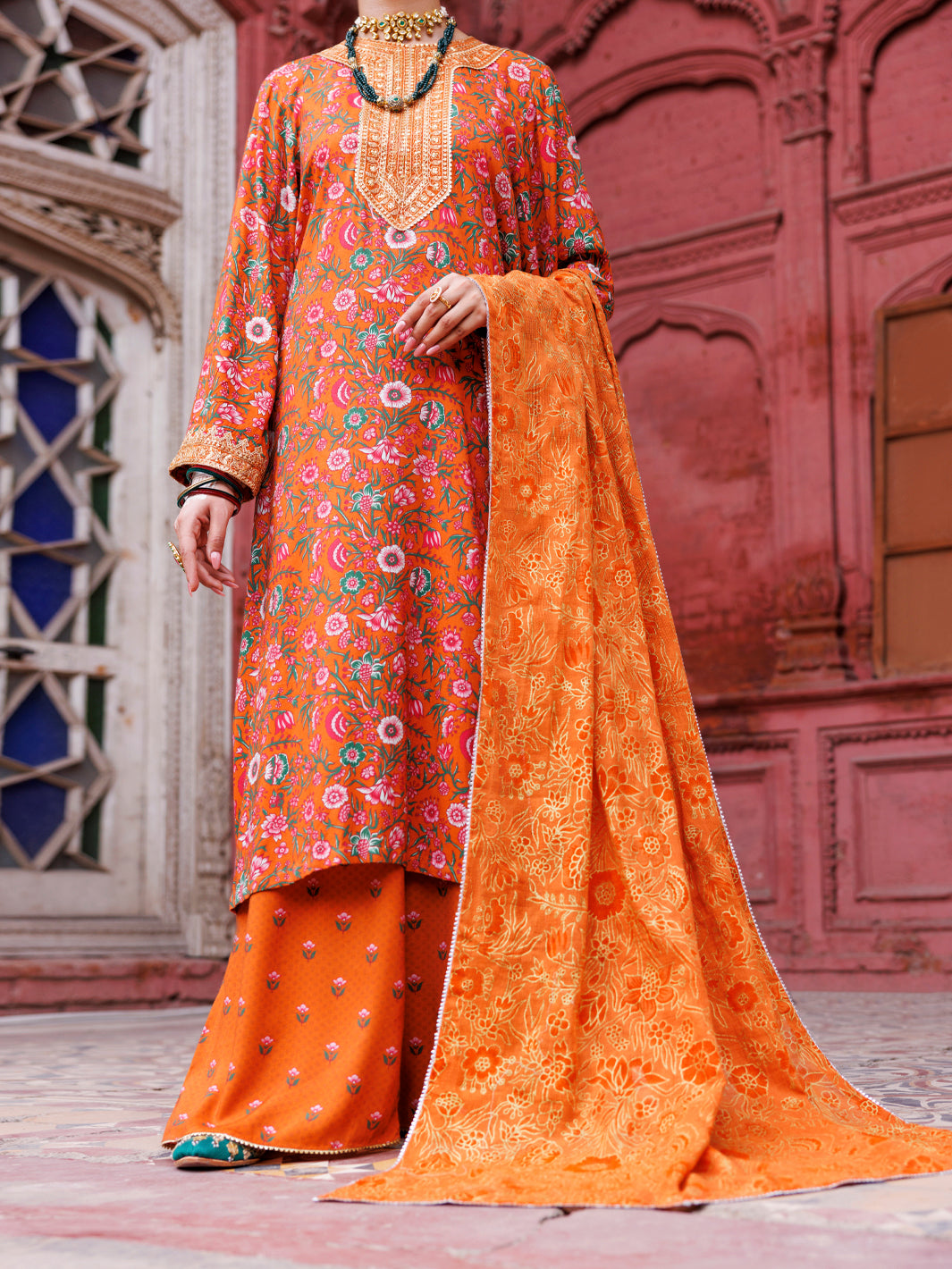 Orange Maple Silk 3Pc Stitched - AWP-3PS-670