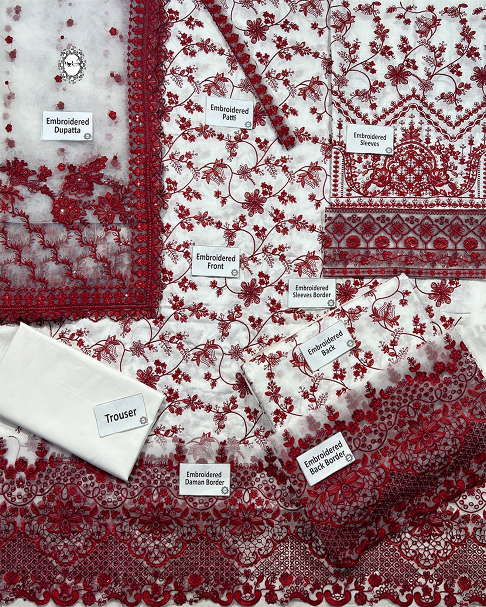 Faiza Saqlain – Jehona Style (White & Red)