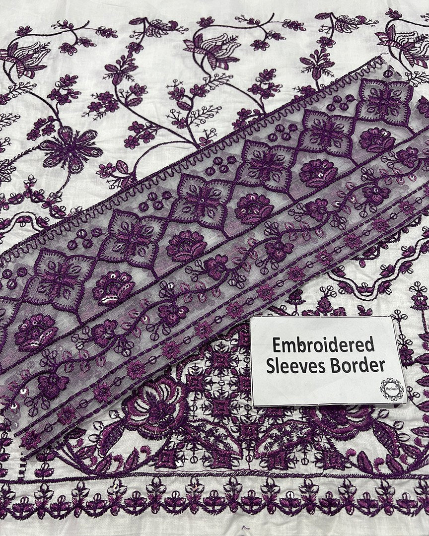 Faiza Saqlain – Jehona Style (White & Purple)