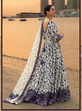 Faiza Saqlain – Jehona Style (White & Purple)