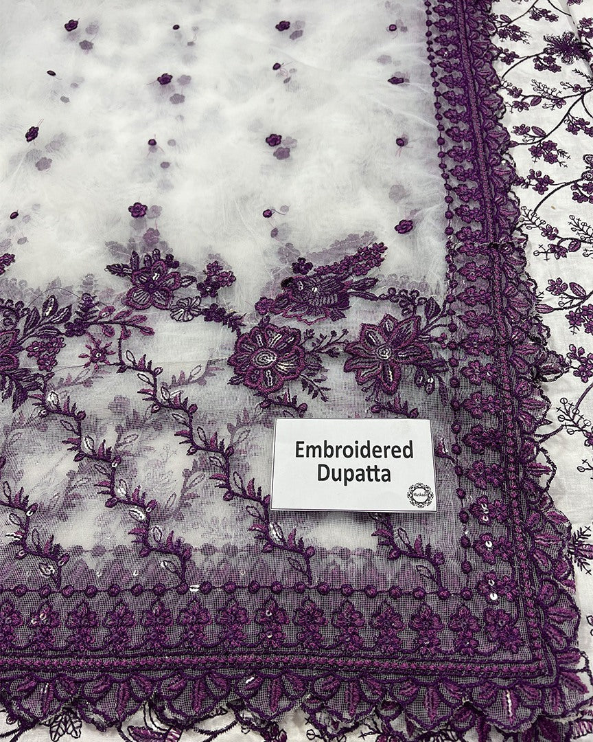 Faiza Saqlain – Jehona Style (White & Purple)