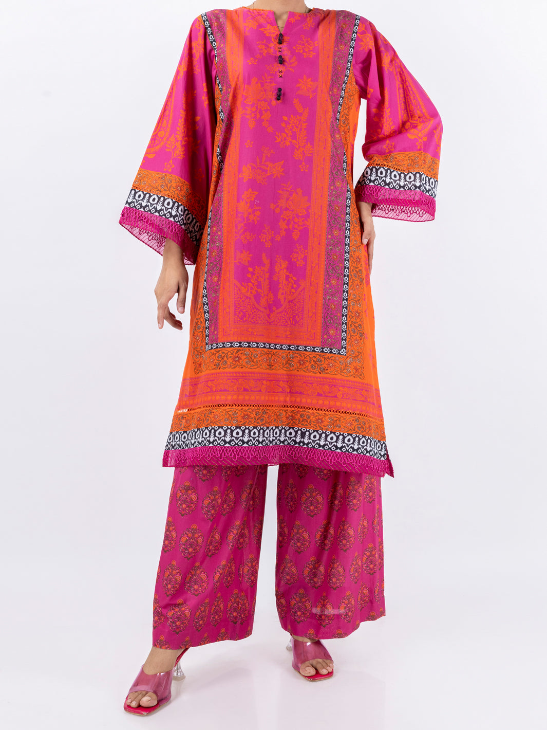 Fuchsia Cambric 3Pc Stitched - AWP-3PS-689