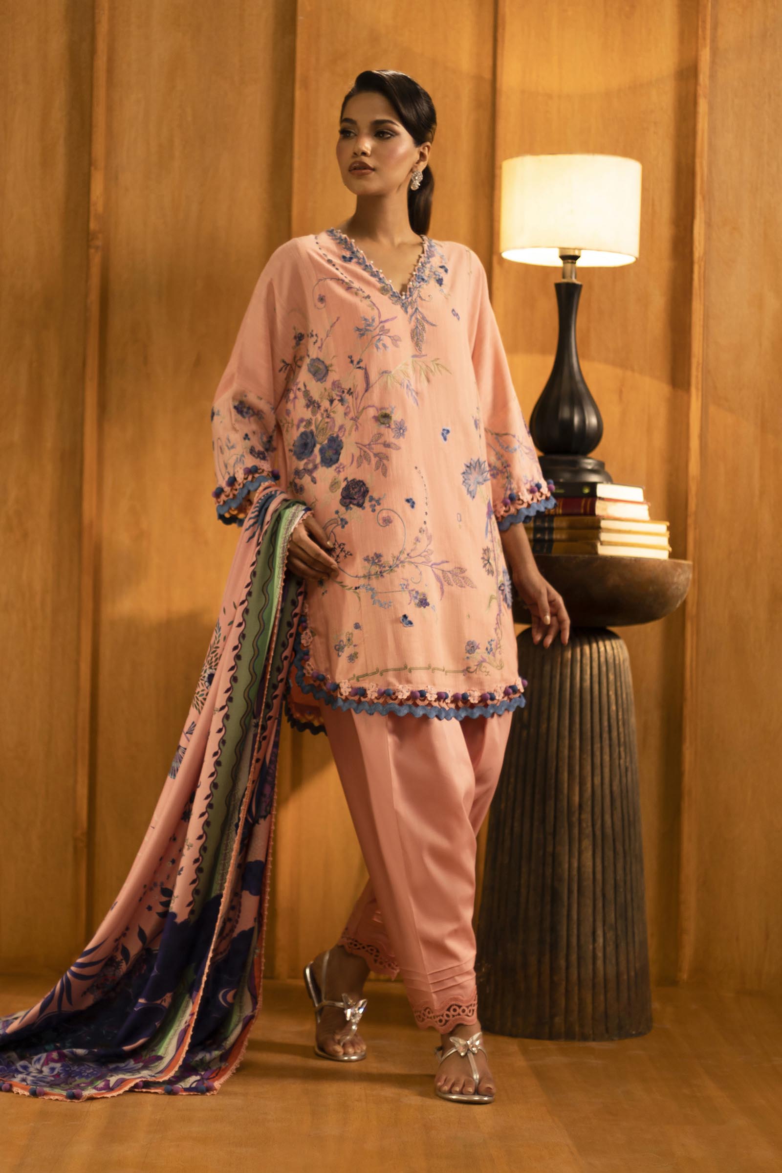 Unstitched Slub Muzlin 3 Piece Suit