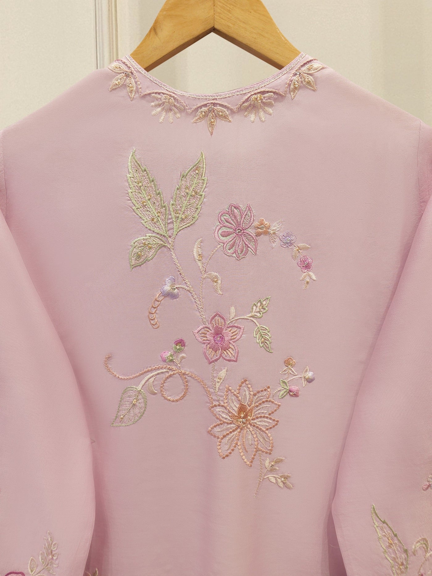 3 Piece- Pure Khadi Silk Embroidered Suit S112040