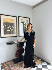 Black Velvet Embellished Kaaftan