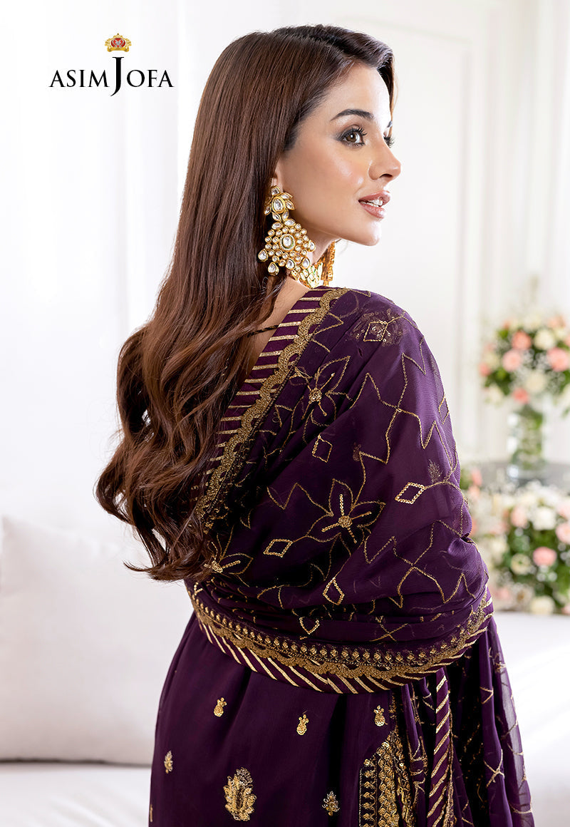 AJJM-06 DESIGNERS STITCHED EMBROIDERED CHIFFON 3 PCS