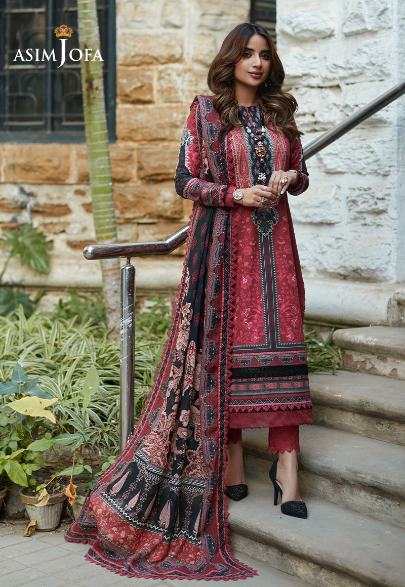 AJS-12 DESIGNERS STITCHED PRINTED LAWN 3 PCS