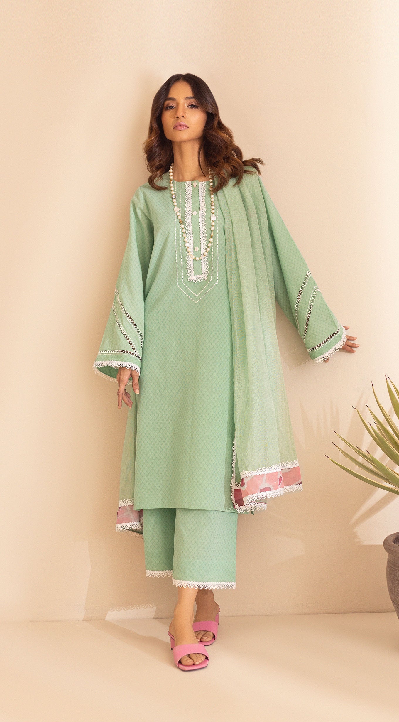 Ella Aqua Peplum With Dhakha Pants