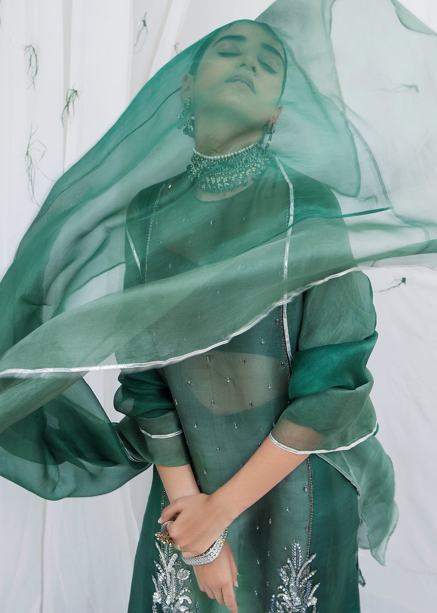 Plain Chiffon Dupatta with Trimmings