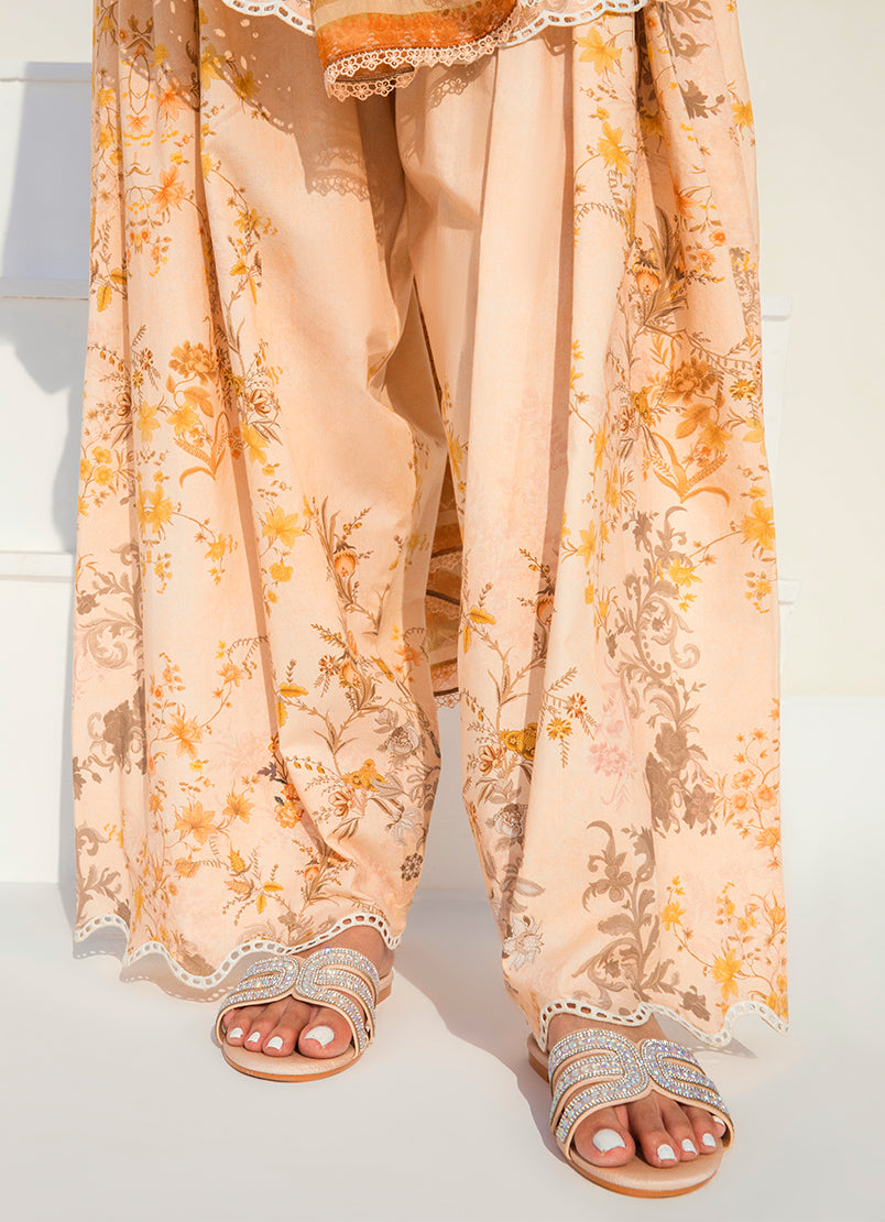 Printed Embroidered 3 PC Suit