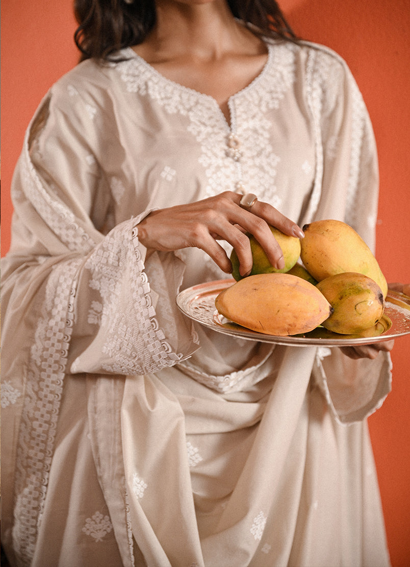 Rana Scarlett Kalidar With Pure Organza Baali Embroidered Dupatta