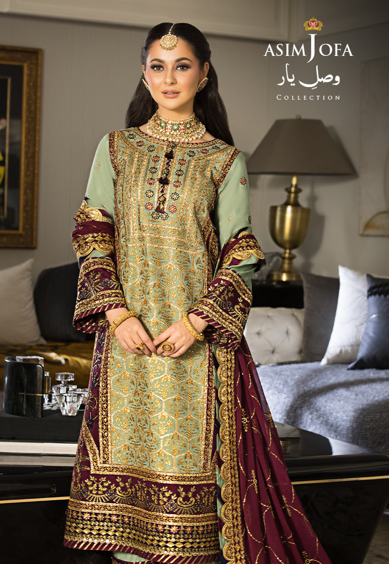 Ajso-221 Unstitched 3 Pcs Shirt Dupatta Trouser