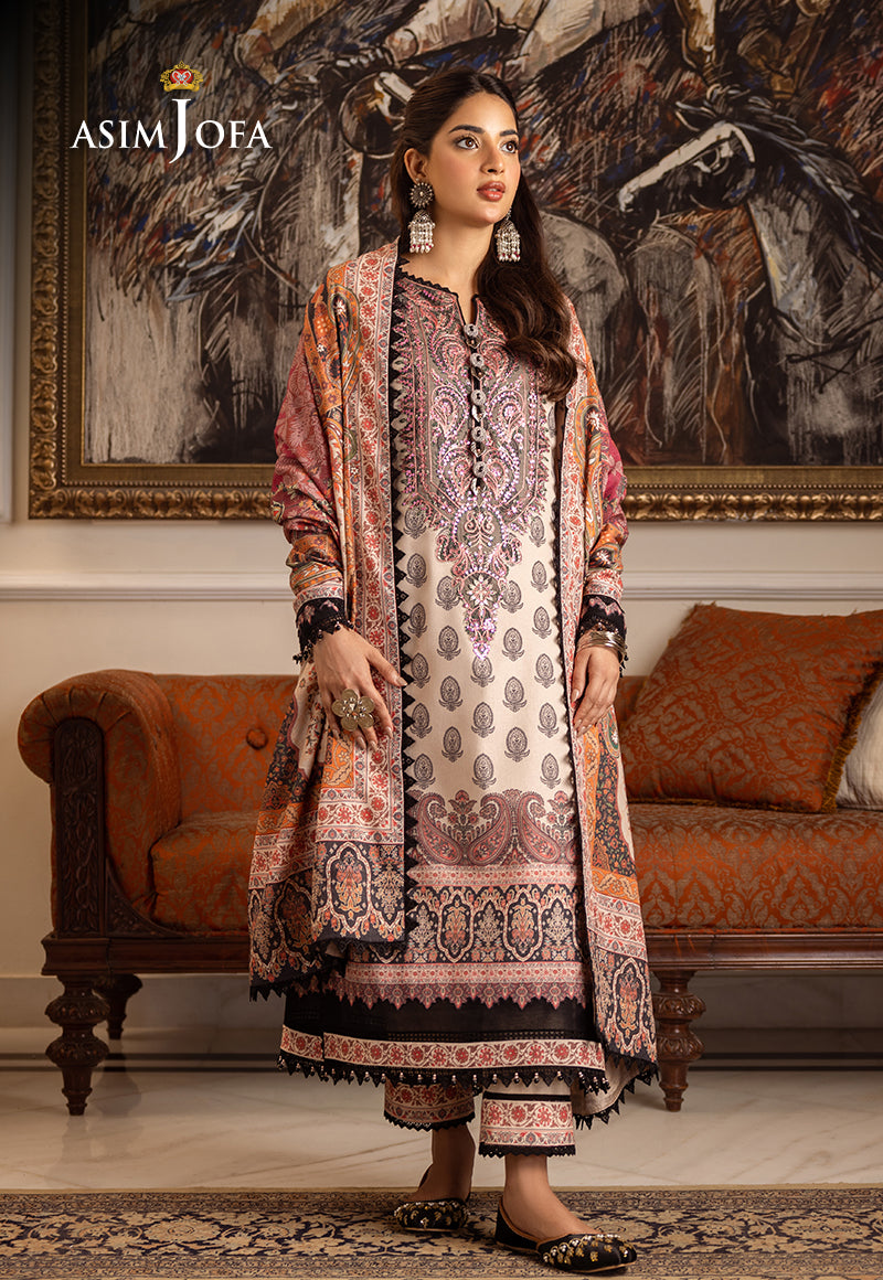 AJIW-06 EMBROIDERED KARANDI 3 PCS