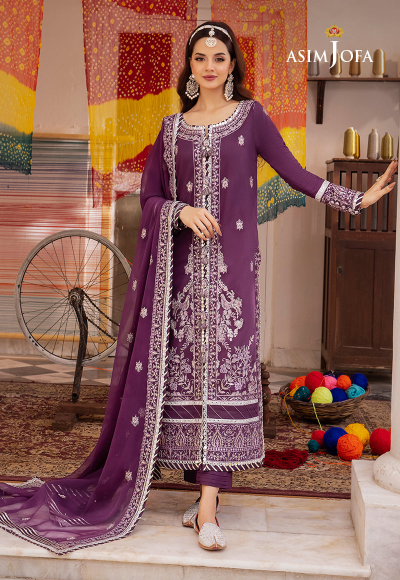Ajab-08 Embroidered Lawn Silk 3 Pcs