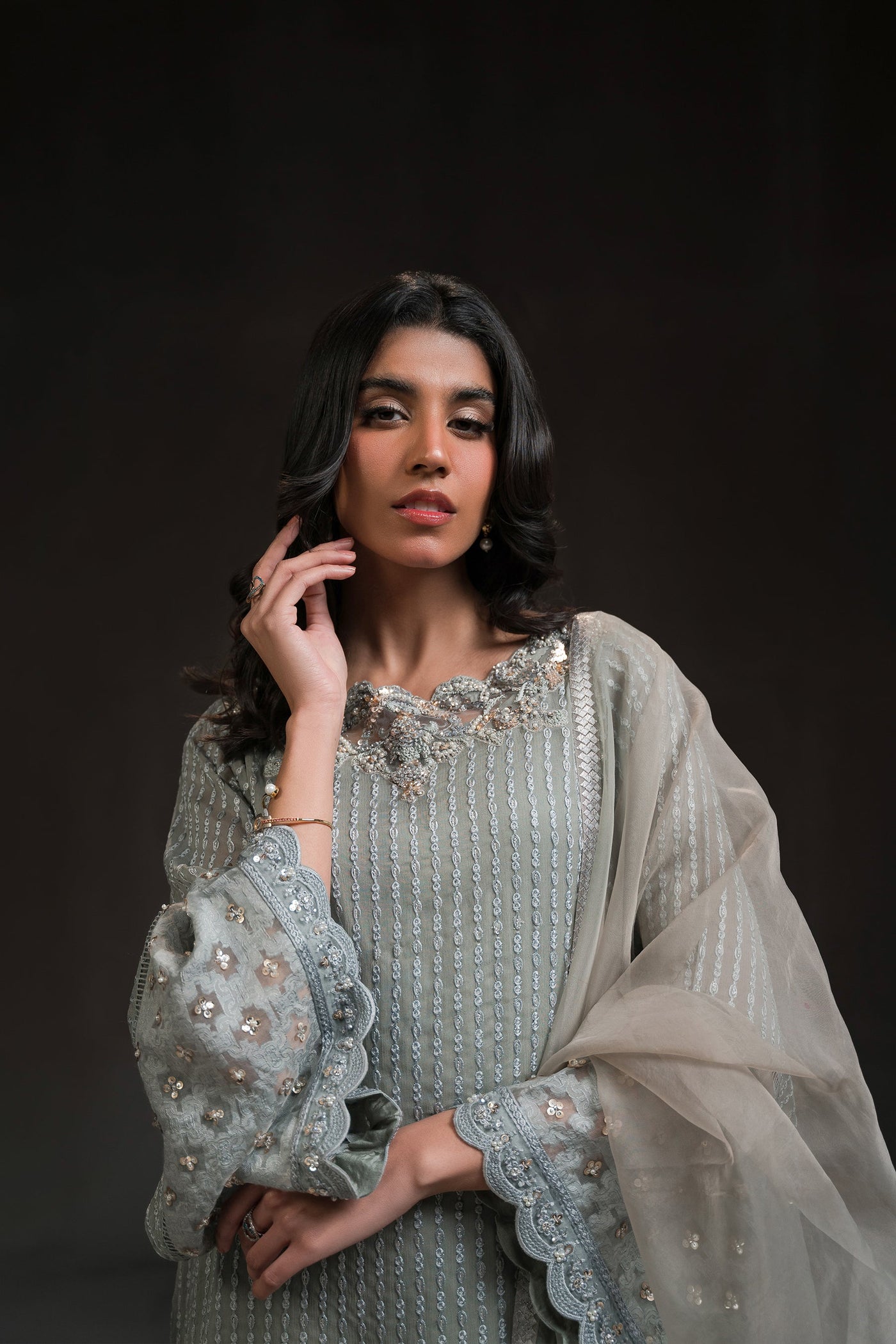 Boxy Tunic And Tulip Shalwar Set (D-08)