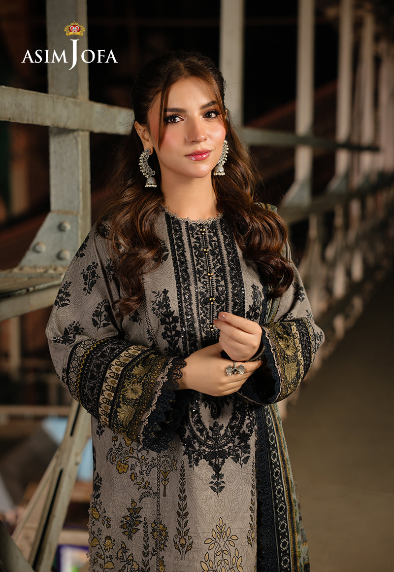 AJUBFD-51 PRINTED EMBROIDERED LAWN STITCHED 3 PCS