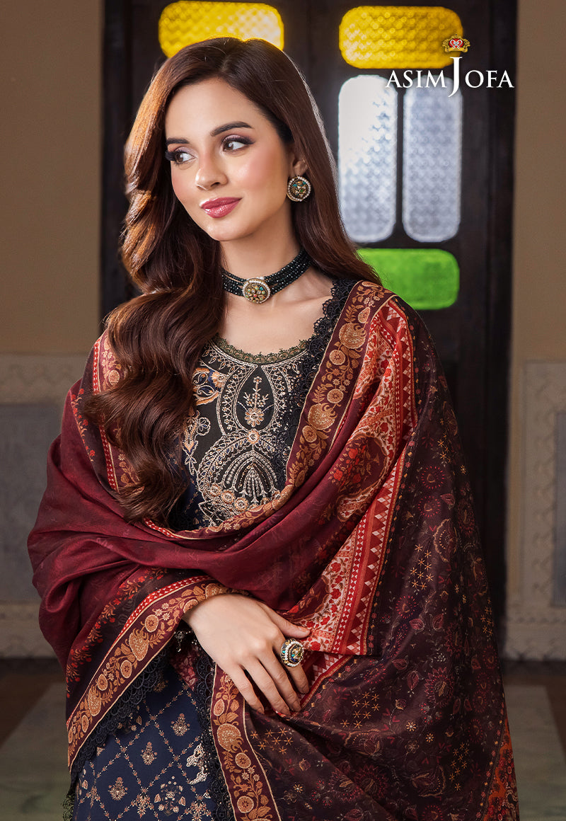 Ajrw-25 Designers Stitched Embroidered Premium Winter Cotton 3 Pcs