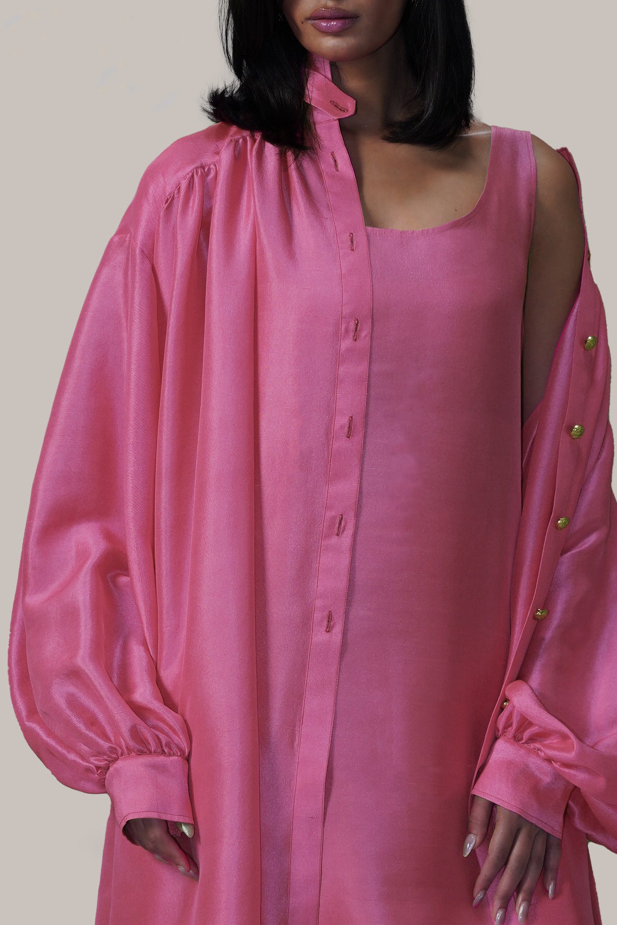 Fandango Pink Raw Silk Jacket Set