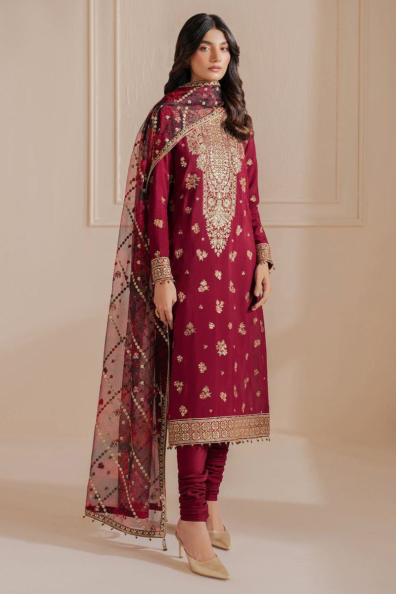 Embroidered Raw Silk Ur-7052