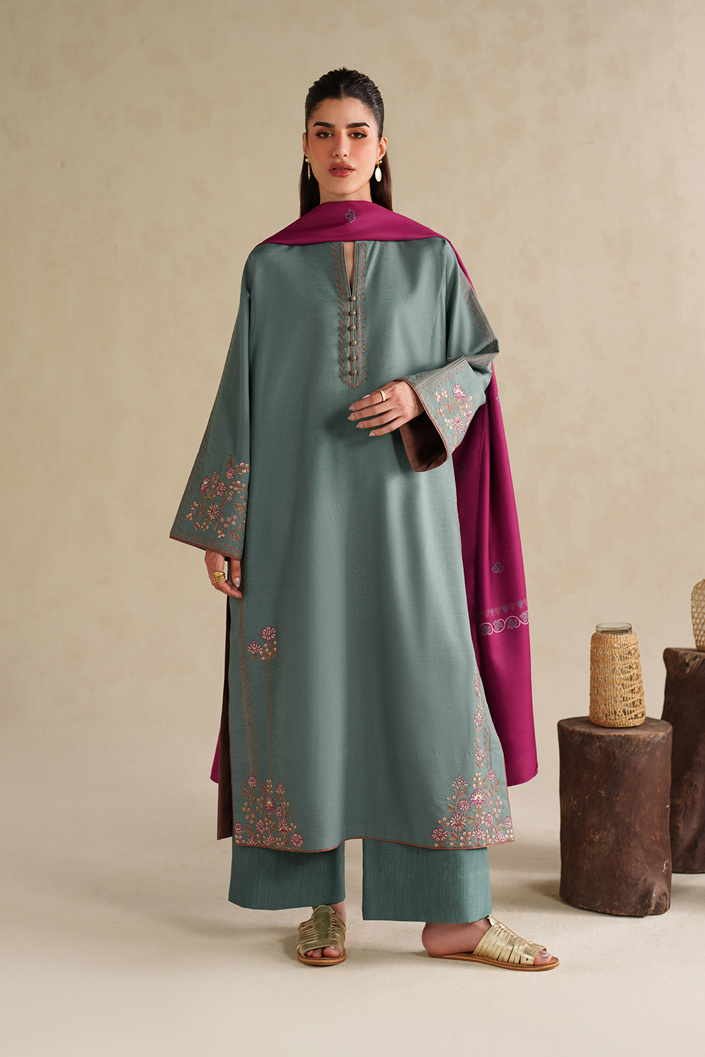 UE-589 Embroidered Khaddar