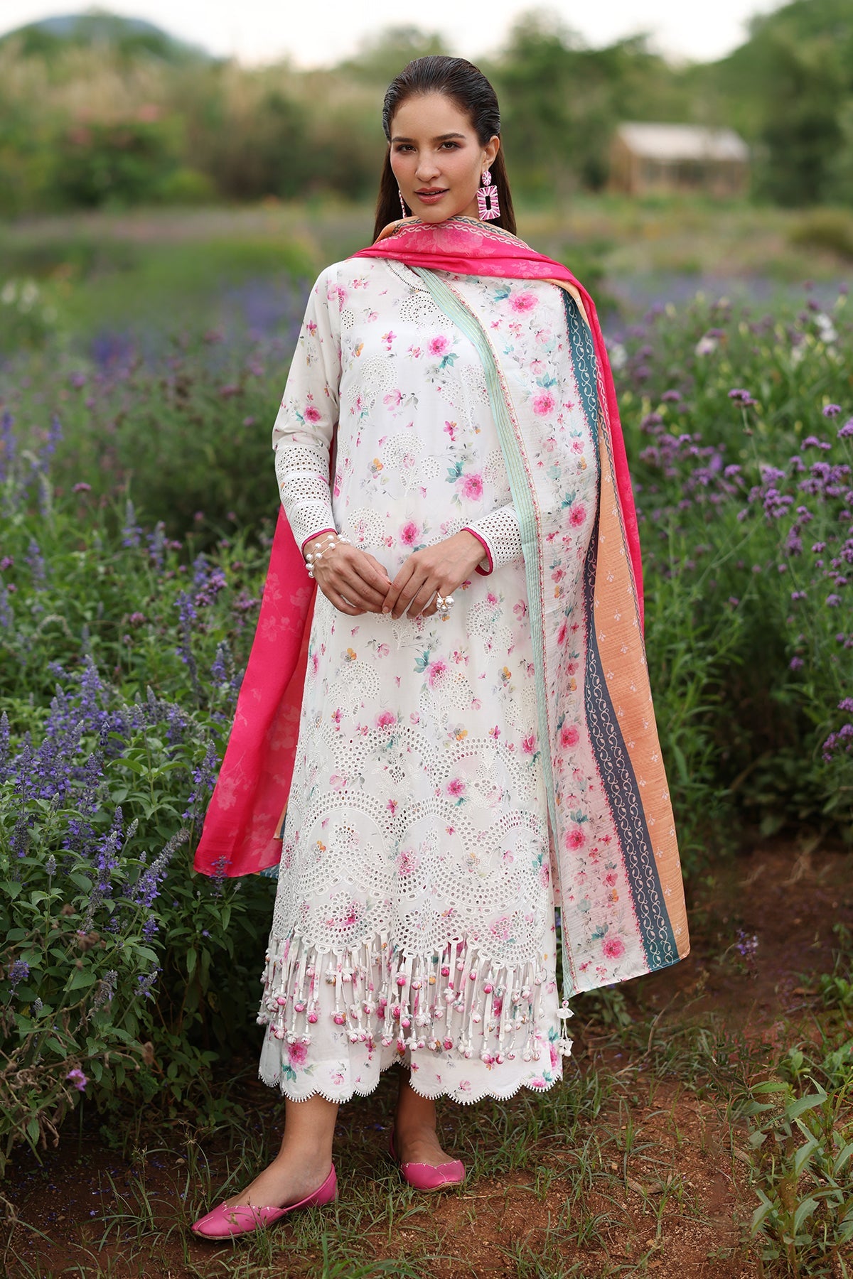 2 Piece - Embroidered Raw Silk Suit