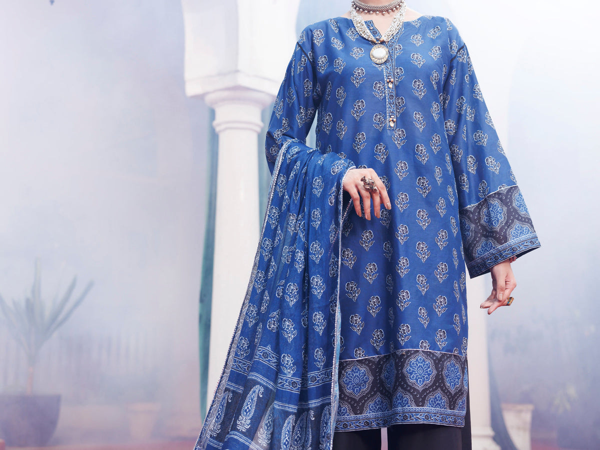 Blue Cambric 3Pc Stitched - AWP-3PS-741A