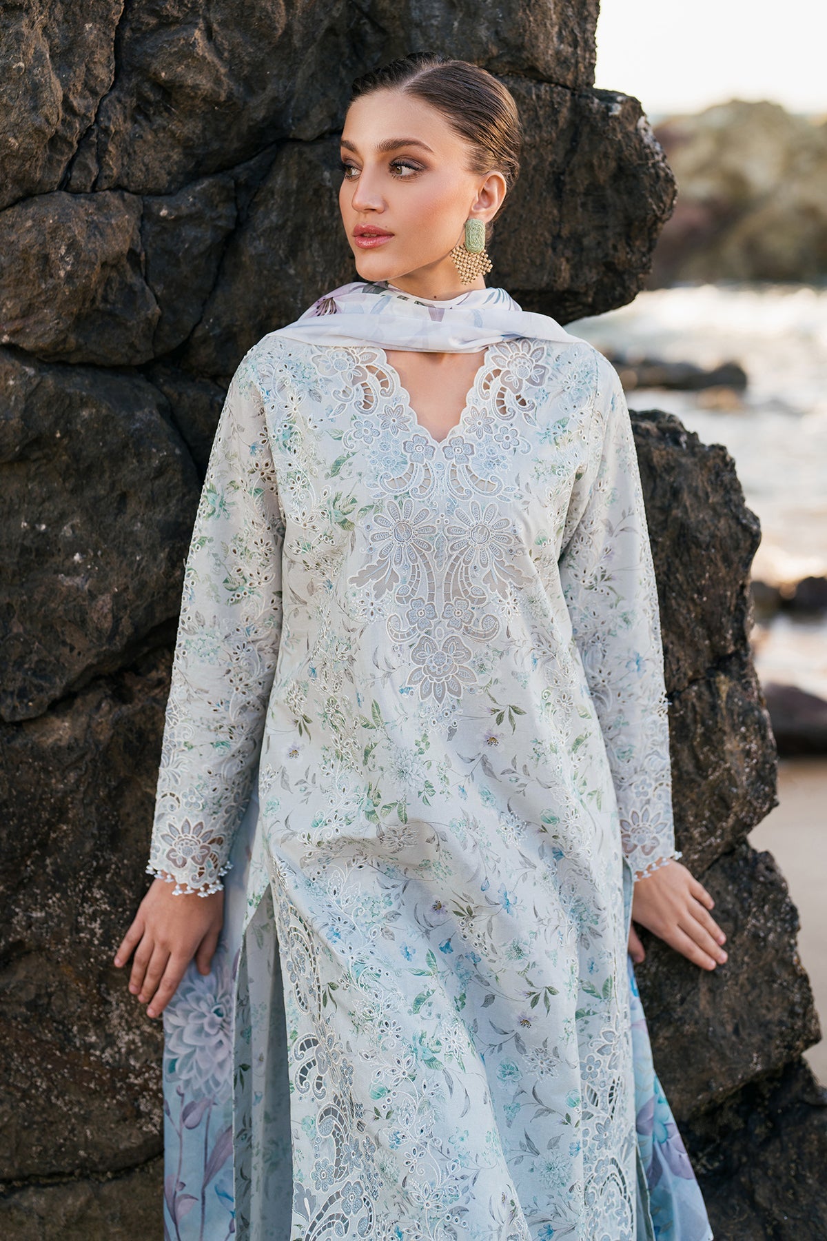 2 Piece Embroidered Dobby Lawn Suit