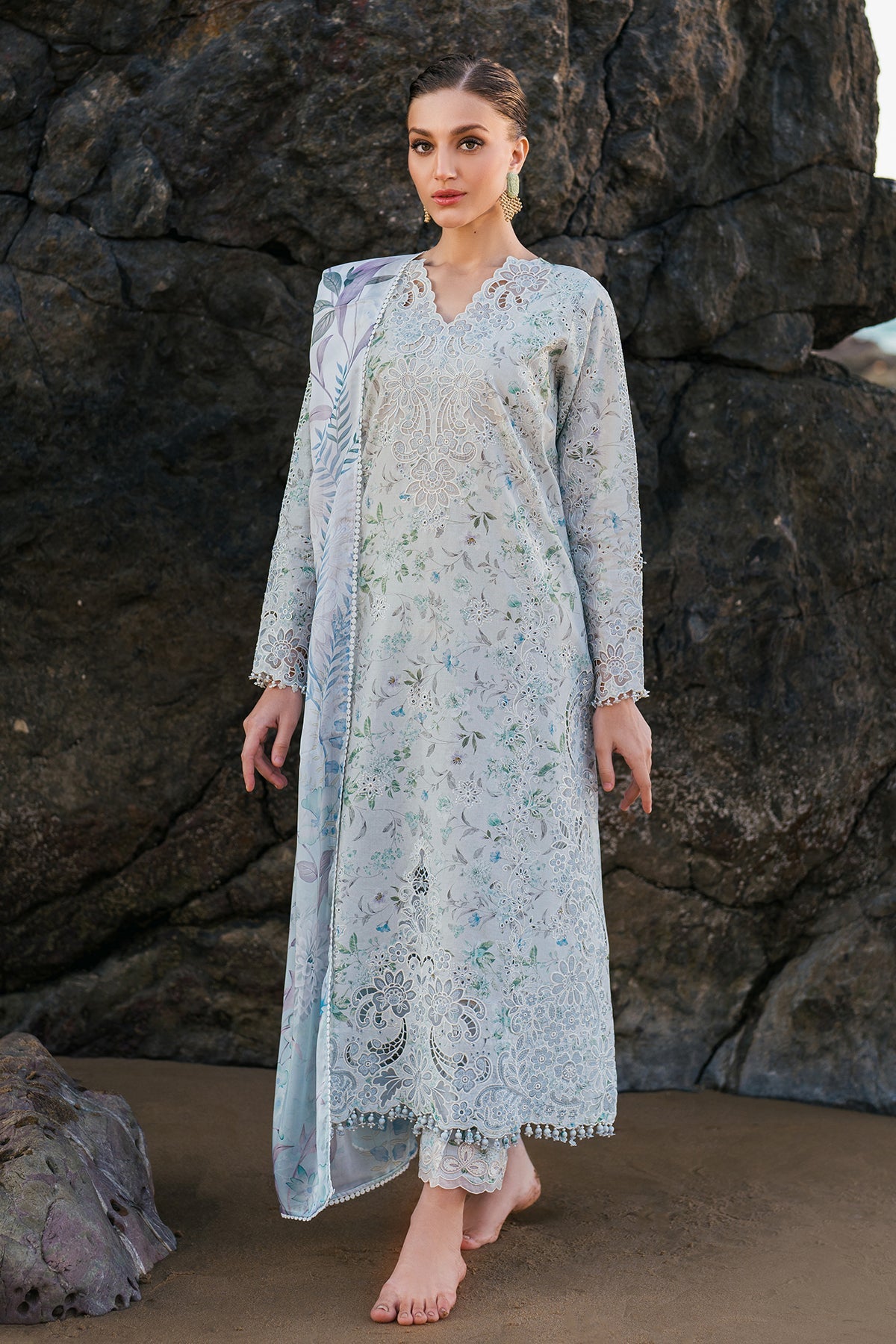 EMBROIDERED PRINTED LAWN SF-4129
