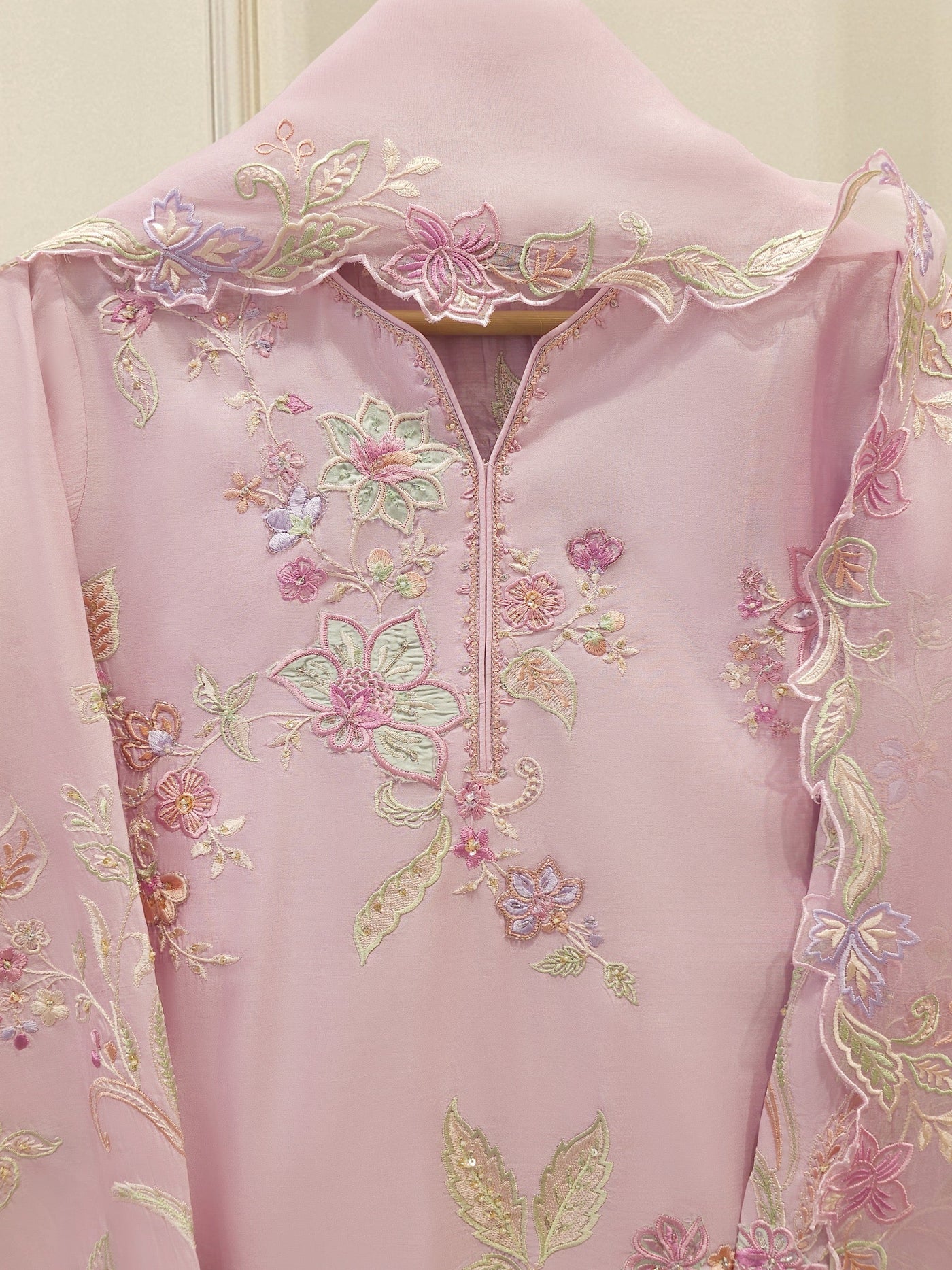 3 Piece- Pure Khadi Silk Embroidered Suit S112040