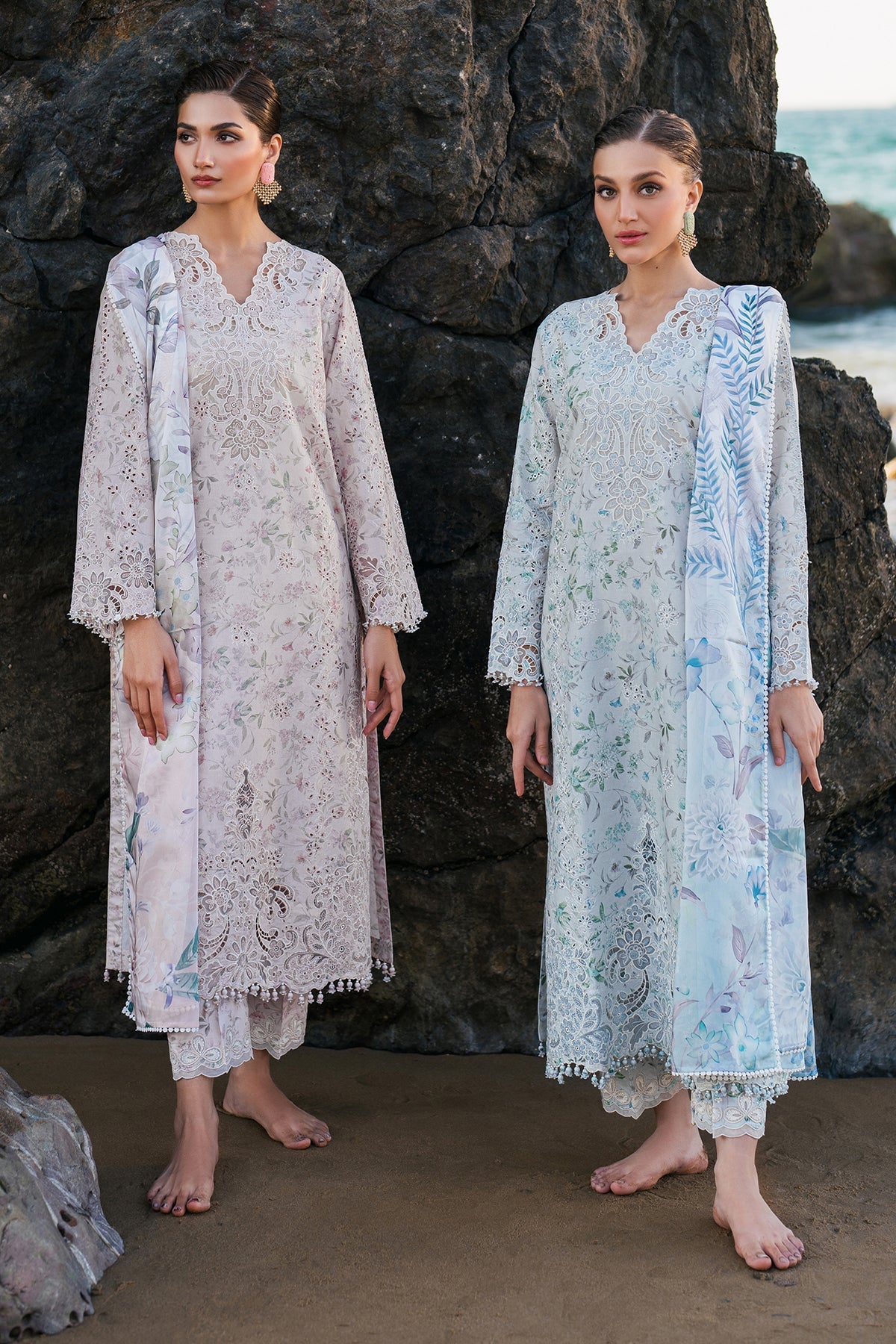 2 Piece Embroidered Dobby Lawn Suit