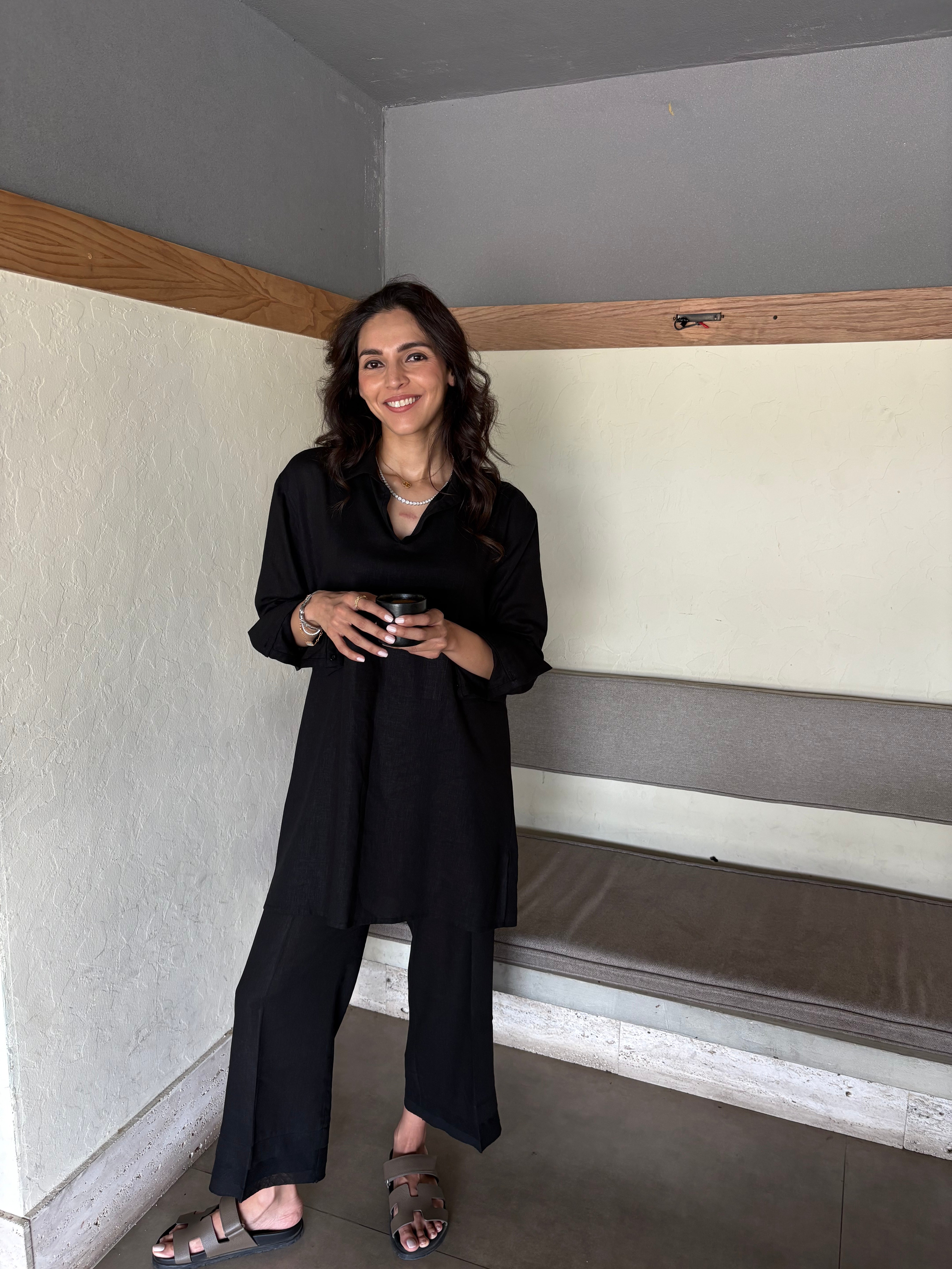 Black Linen Willow Set