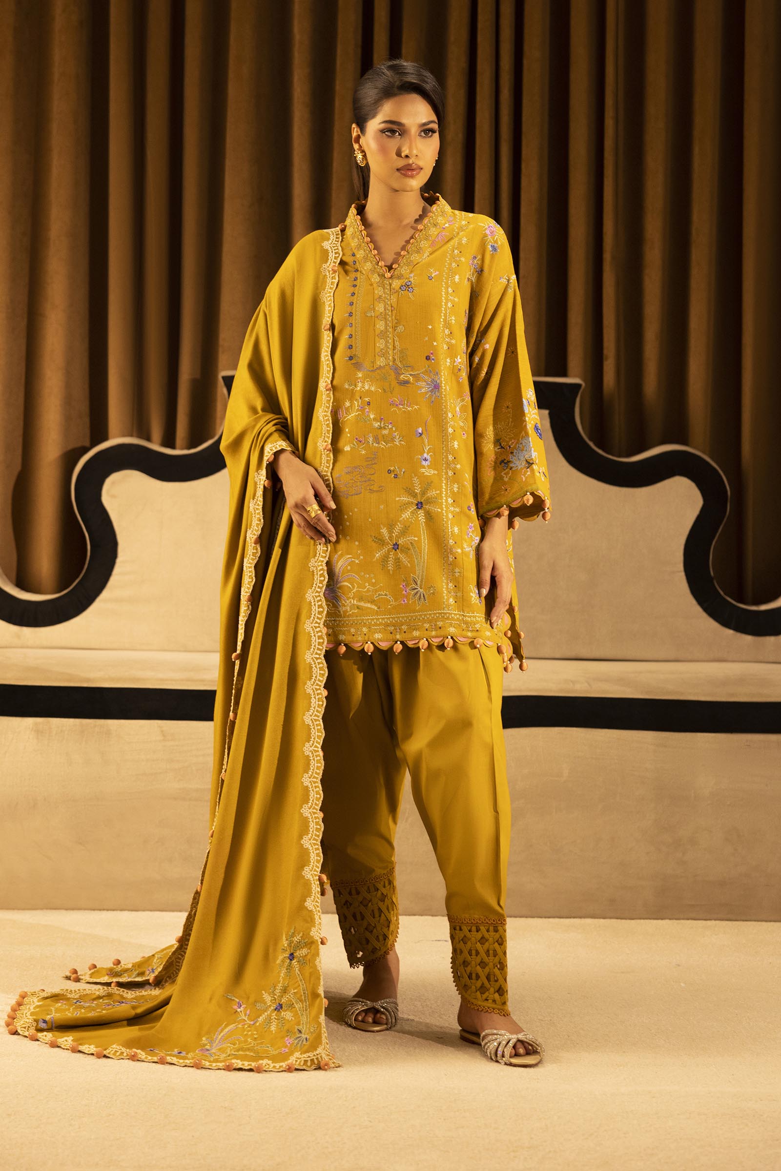 Unstitched Slub Muzlin 3 Piece Suit