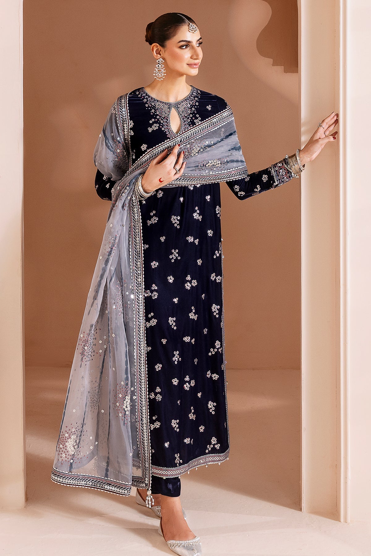 Embroidered Velvet Formal CVF D-03