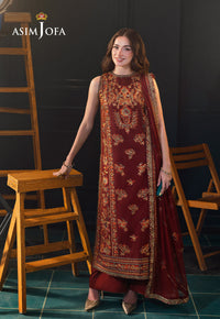 AJLFCD-05 EMBROIDERED POLY SLUB LAWN STITCHED 3 PCS