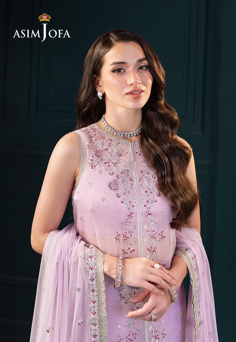 AJLFCD-09 EMBROIDERED SOFT NET ORGANZA STITCHED 3 PCS