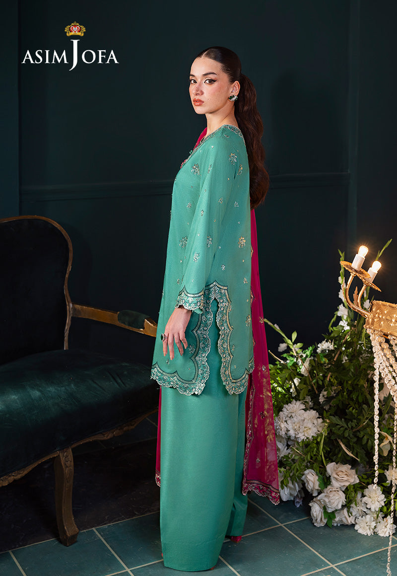 AJLFCD-04 EMBROIDERED RAW SILK STITCHED 3 PCS