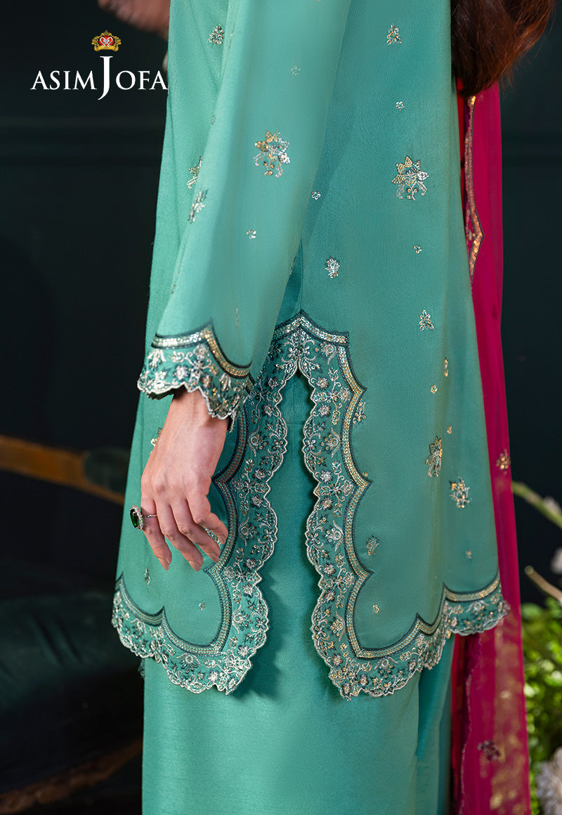 AJLFCD-04 EMBROIDERED RAW SILK STITCHED 3 PCS
