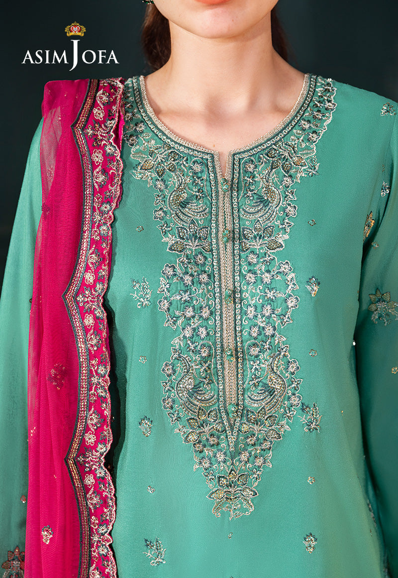 AJLFCD-04 EMBROIDERED RAW SILK STITCHED 3 PCS