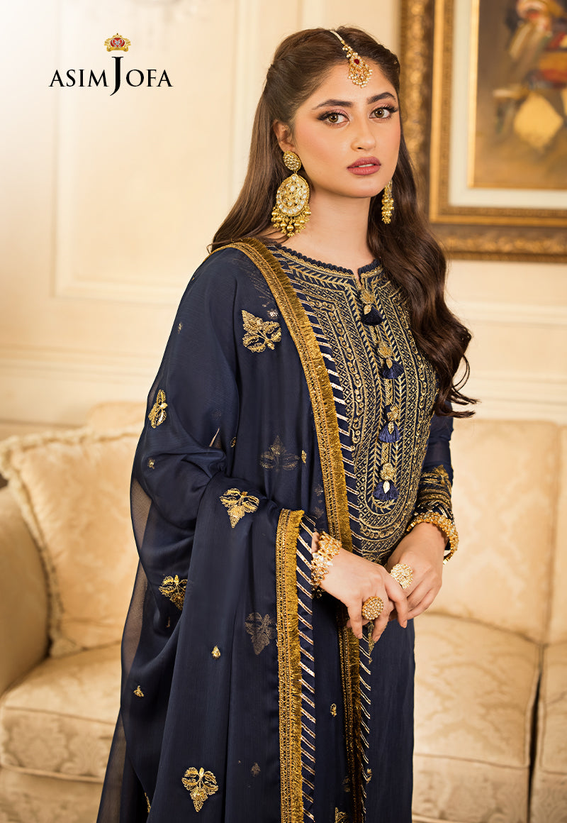 AJJM-05 DESIGNERS STITCHED EMBROIDERED PAPER COTTON 3 PCS