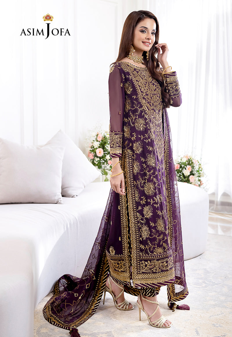 AJJM-06 DESIGNERS STITCHED EMBROIDERED CHIFFON 3 PCS